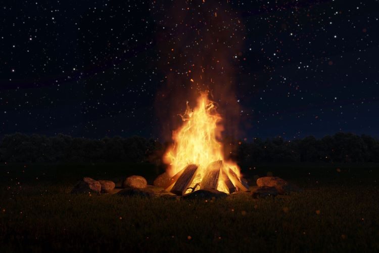 bonfire against dark background